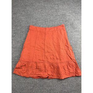 Maeve Skirt Womens 6 Orange Linen Ruffle Hem Boho Lightweight Anthropologie